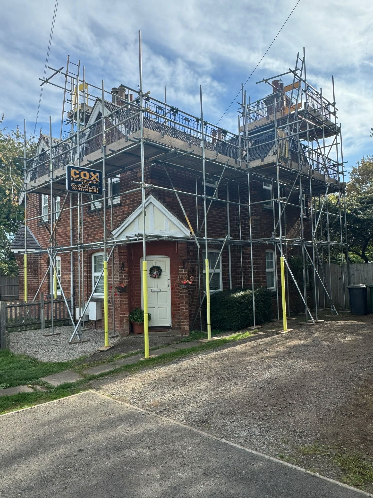 Cox Scaffolding LTD scaffold erected around a residential property